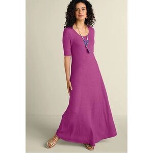 Soft surroundings $110 Textured Short Sleeve Santiago Dress 1X